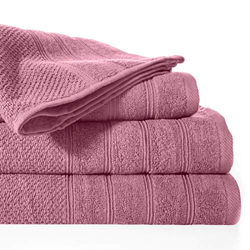 Eurofirany DESIGN91 100% Cotton Hand Towels, Terry Towel, Shower Towel, Bath Towel, Bathroom, 70 x 140 cm, Purple