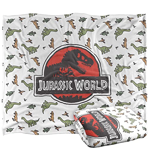 Jurassic World Fallen Kingdom Dino Sketch Pattern Officially Licensed Silky Touch Super Soft Throw Blanket 152 x 127 cm
