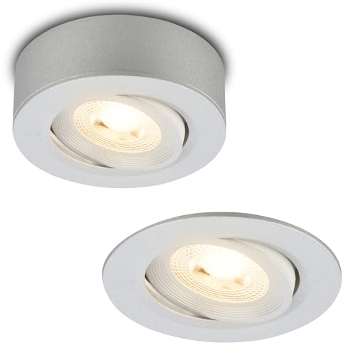 Briloner - 2 in 1 LED Surface-Mounted Spotlight and recessed Spotlight, dimmable, Warm White Light, LED Spotlight 230V, Ceiling Spotlight, recessed Light, Ceiling Spotlight, 68mm, 90x30mm (DxH), matt