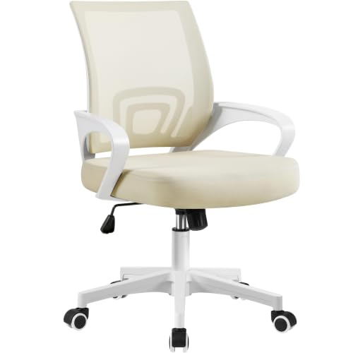 Yaheetech Ergonomic Chair Mesh Swivel Lumbar Support Adjustable Desk Beige