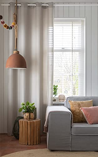 Elbersdrucke FD Lino 19 Opaque Eyelet Curtain Dark Beige/Taupe 255 x 140 cm Curtain for Living Room Bedroom Hallway 196028
