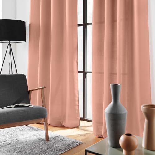 Douceur d'Intérieur, Soline Blush Plain Polyester Eyelet Curtain 140 x 280 cm