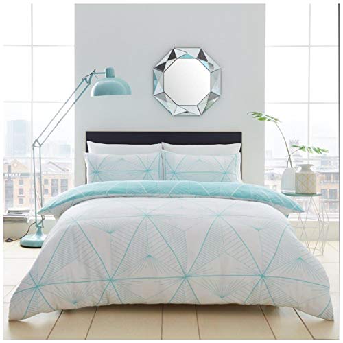 GC GAVENO CAVAILIA Luxury Zander Duvet Cover, Reversible Cosy Quilt Bedding Set, Premium Quality, Aqua, Single, Polycotton