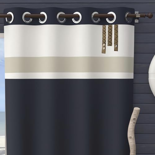 Soleil d'ocre, Cotton Curtain with Eyelets 135 x 250 cm Marine Design