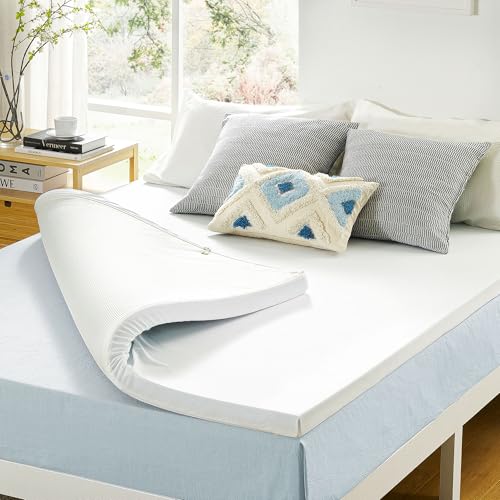 Best Price Mattress 3 Inch Gel Memory Foam Mattress Topper with Cover, CertiPUR-US Certified, Dorm Essentials, Short Queen