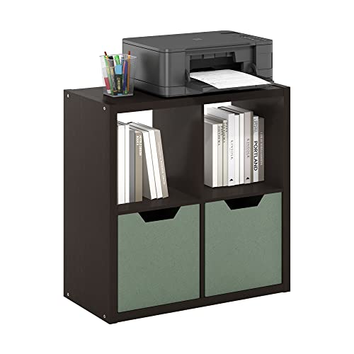 Furinno CUBICLE Book Shelf, 4-Cube Bookself, Thick Frame Bookcase with Reversible Open Back, 14.6 x 30 x 30, for Living Room, Bedroom, Home Office, Black Dark Oak