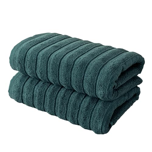 BERIBO Cloud Turkish Towel Set 100% Cotton 620gsm (Mallard Green, 2 Hand Towels)