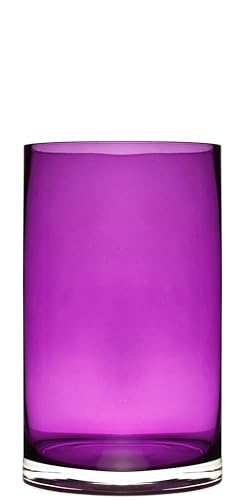 Coloured Glass Cylindrical Vase - Assorted Colours - Measures diam. 12.5 cm Height 20 cm