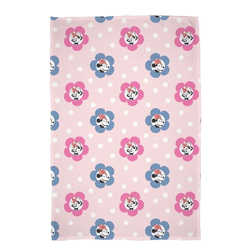 Disney Mickey Mouse Officially Licensed Sherpa Backed Fleece Blanket, Super Soft Warm Blanket - Dots Design - Perfect for Home, Bedroom, Sleepovers and Camping 100 x 150 cm