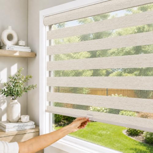 "CHICOLOGY Zebra Blinds, Roller Window Shades, Blinds for Windows, Roller Shades for Windows, Window Shades for Home, Window Shades, Pull Down Shades for Windows, 31""W X 72""H, Basic Natural"