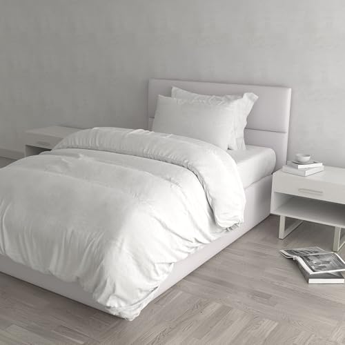 Natural Colour Duvet Cover Set, White/White, Single