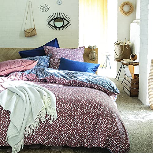 Printed Cotton Duvet Cover, 260 cm x 240 cm, Midnight Blue/Rust, Eye Linen