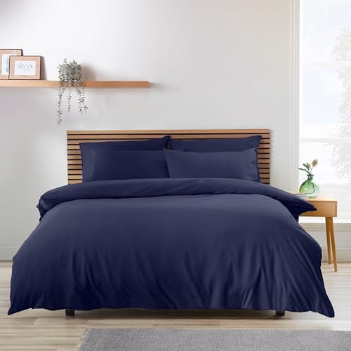 Catherine Lansfield So Soft Easy Iron Single Duvet Cover Set Navy Blue
