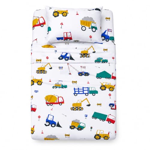 "YIYEA 100% Cotton Kids Sheets, Ultra Soft Cozy Cute Bed Sheets Set for Boys, Girls, Teens, 16"" Deep Pocket, 3PC, Twin"