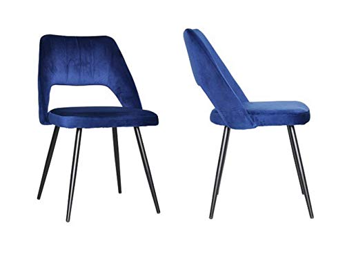 Set Of 2 Mauricette Accent Chairs/Dining Chairs,Blue Velvet-CH074BL