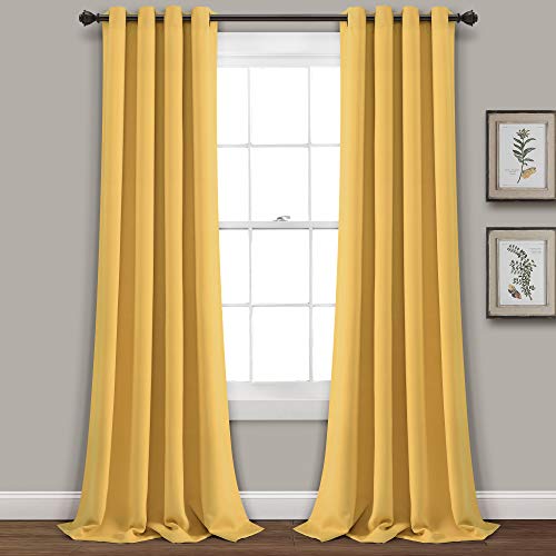 Lush Décor Insulated Grommet Blackout Window Curtain Panels Yellow 52X108 Set