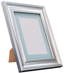 FRAMES BY POST Scandi Vintage Picture Photo Frame, Recycled Plastic, Silver with Blue Mount, 20 x 20 Inch Image Size 40 x 40 cm