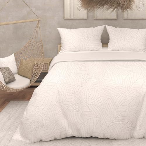 Intemporel Soleil d'Ocre Maya 3D Microfibre Duvet Cover Set 260 x 240 cm White