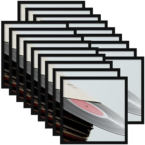 eletecpro Vinyl Record Frame, 12.5 x 12.5 in, Black, 18 Pack - Fits 12x12 LP and Album Cover, Easy Wall Mount, Acrylic Cover, Display for Home and Music Studio, Gallery Decor