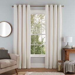Sleepdown Super Soft Teddy Fleece Eyelet Lined Curtains for Bedroom and Living Room - 46x54 - Cream - 2 Panels