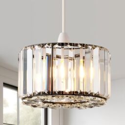 HARPER LIVING Easy Fit Pendant Shade, Matt Black Ceiling Light Shade with Diameter 23cm - Modern Lampshade for Bedroom, Kitchen, Living Room