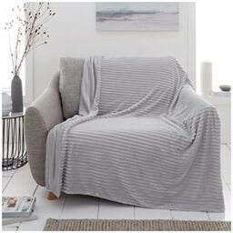 GC GAVENO CAVAILIA Blanket Throw, Extra Soft & Fluffy Throws Sofa Bed, Thermal Chunky Rib For Couch Arm Chair 130X180, Silver, 727767