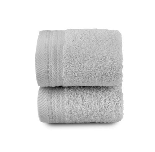 RIZO Top Towel - Set of 2 Bidet Towels - Bath Towels - Small Towels - 100% Combed Cotton - 600 g/m2 - Measure 30 x 50 cm - Silver Grey