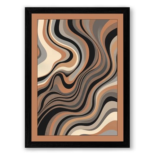 Fluid Motion Minimalist Framed Wall Art Print A2 (59.4×42cm) Black, Wall Decor for Living Room, Bedroom, Office & Home, Ready to Hang, Art Gift
