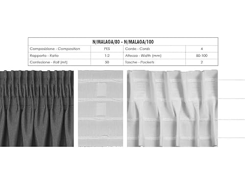 Furlanis - Curtain Tape With Folds 2 Pockets 4 Strings, Made In Italy - White, 100 mm