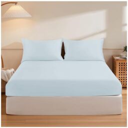 GC GAVENO CAVAILIA Easy Care Polycotton Fitted, Plain Dyed Bed Sheets OR Housewife Pillowcases 2 Pack, Polyester-Cotton, Sky Blue, Single