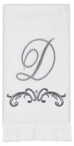 Avanti Linens - Fingertip Towel, Soft & Absorbent Cotton Towel, Scroll Design, Cursive Style Decor (Monogram Collection, Initial D)