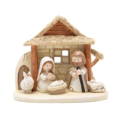 Hodao Indoor Nativity Set for Christmas - Brown Holy Family Scene Decorations for Xmas Party Home