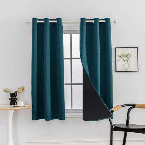 Anytime 100% Blackout Curtain Set, Thermal Insulated & Energy Efficiency Window Draperies for Guest Room, Full Shading Panels for Shift Worker and Light Sleepers???Greyish Blue, 2 Panels, 37W x 63L???
