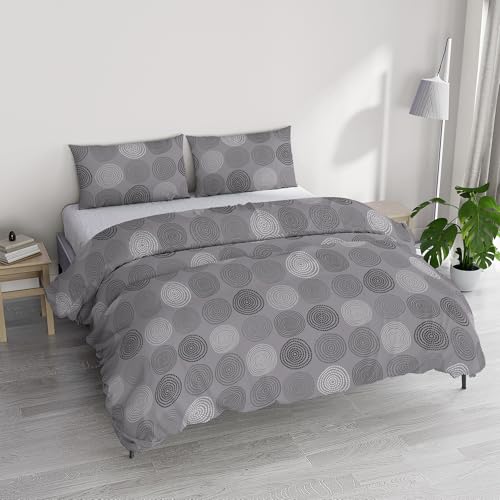 Italian Bed Linen River Cotton Double Duvet Cover Set, Made in Italy – Duvet Cover Set – Duvet Cover 250 x 200 cm with Double Flap and 2 Pillow Cases (Double, Size)
