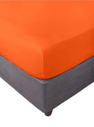 Miracle Home. Fitted Sheet, Elastic, Soft, Comfortable, Anti-Pilling. Cotton 50% 50% Polyester. Orange. 150 x 200 cm
