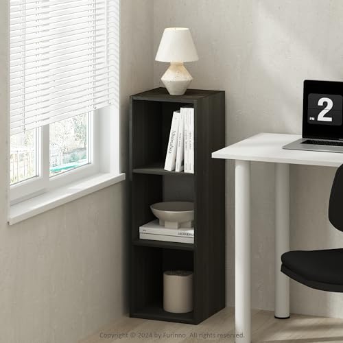 Furinno PELLI Book Shelf, 3-Cube Bookshelf, Cube Storage Organizer Bookcase, 11.7 x 12.1 x 35.4, for Living Room, Bedroom, Home Office, Espresso