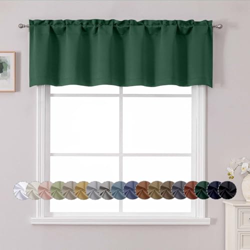 "Chyhomenyc White Valance for Window, Blackout Small Kitchen Curtain for Bedroom/Living Room, Rod Pocket Privacy Short Window Treatment Valance RV Bunk Panels, 60"" Wx14 L"