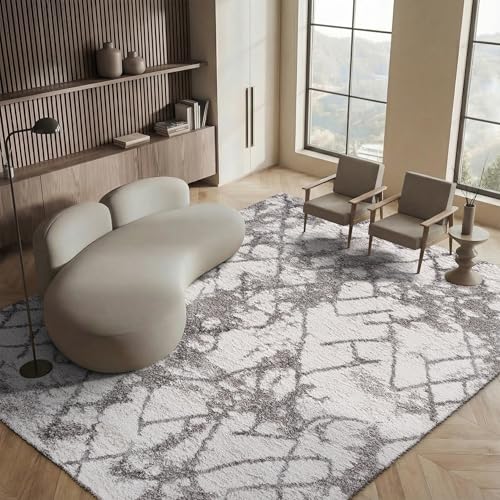 SAFAVIEH Shag Rug for Living Room, Dining Room, Bedroom - Horizon Shag Collection, Short Pile, in Grey and Ivory, 183 X 274 cm