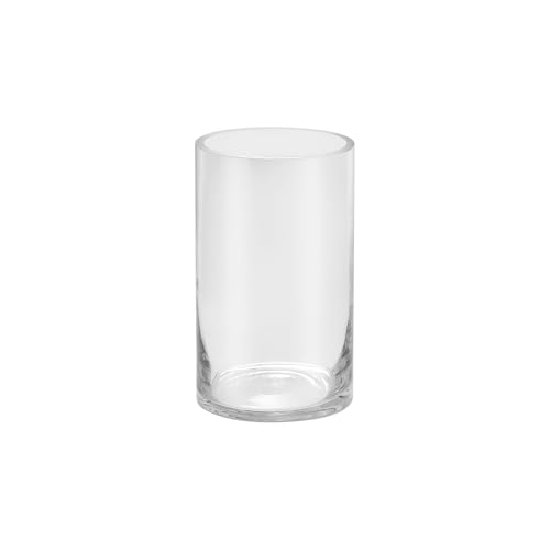 "5"" Wide 8"" High Large Hand Blown Sturdy Clear Cylinder Glass Vase, Centerpiece Flower Vase for Rose, Tulip, Boquets, Hurricane Candle Holder Sizes: 5"" Dia 8""(1, 5"" x8???)"