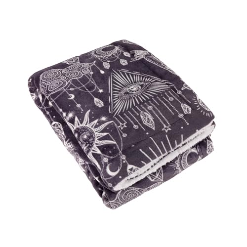 furn. Constellation Throw – Celestial Galaxy Stars & Moon Sherpa Fleece Blanket (Charcoal/Cream - 130x180cm)