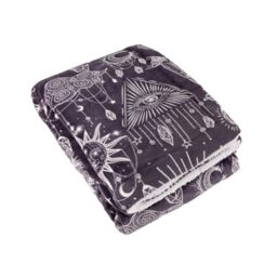 furn. Constellation Throw – Celestial Galaxy Stars & Moon Sherpa Fleece Blanket (Charcoal/Cream - 130x180cm)