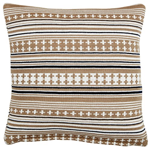 Pignut Somerset Star Blue Knit Stripe Cushion, Synthetic, 45 x 45 x 13 cm