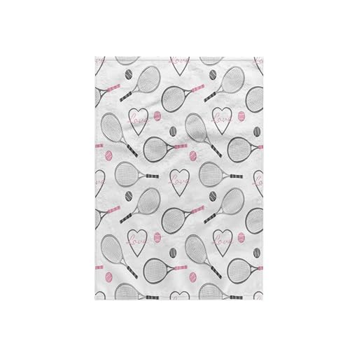 3dRose Tennis Love Pattern Grey And Pink Towel, Multicolor, 15 x 22-Inch