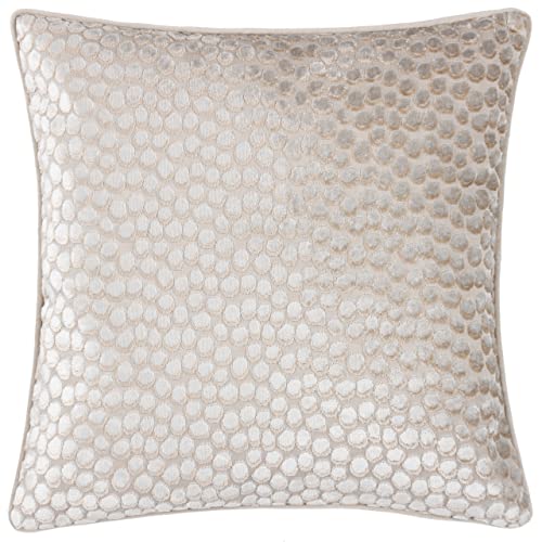 Furn Hoem Lanzo Cut Velvet Piped Cushion with Feather Pad – Velvet Piped Trim Zip Closure (Moonbeam – 45 x 45cm)