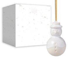 like. by Villeroy & Boch – Winter Glow snowman ornament, Premium Porcelain Christmas decoration, tree decoration, 4.5 x 4.5 x 8 cm, White/Beige
