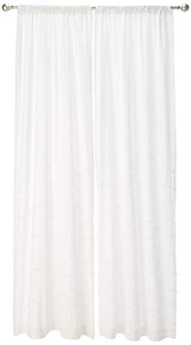 "Lush Decor White Chenille Chevron Window Curtain Panel Pair (95"" x 40""), Cotton, 40"" W x 95"" L (Pack of 2)"