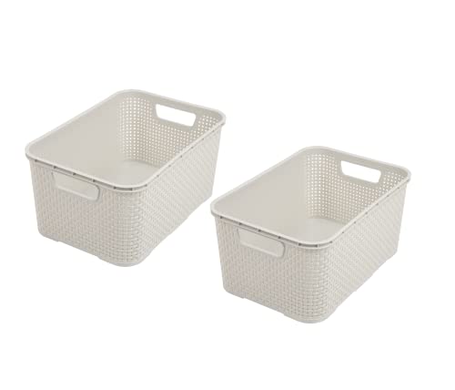 BranQ - Home essential Wicker Basket Set of 3 Size L 19 L Cream