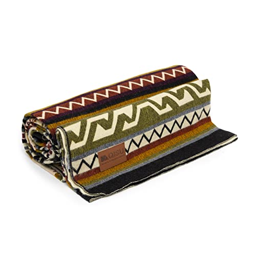 QISU Wool Blanket Throw - Large, Beautiful, Warm, Handmade in Ecuador by Local Artisans -94??? x 78???-Ultra-Soft, Hypoallergenic & Breathable - Non-Itchy or Scratchy Fabric(Blue Footed Bobby)