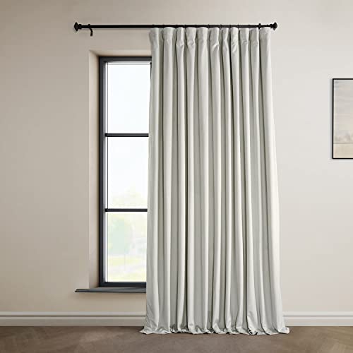 HPD Half Price Drapes Extra Wide Blackout Solid Thermal Insulated Window Curtain 100 X 108 Signature Plush Velvet Curtains for Bedroom & Living Room (1 Panel), VPYC-SBO161201-108DW, Misty White