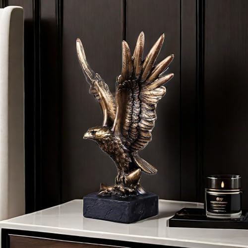SHTWX Resin Eagle Statue Sculpture Frgurine Gift for Home Office Living Room Desktop Display Decorative Decoration